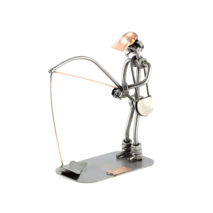 Figurine Métal Pêcheur - Steelman24 - Sculpture Main - Made In Germany